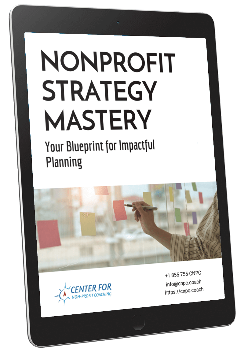 Nonprofit Strategy Mastery guide displayed on tablet