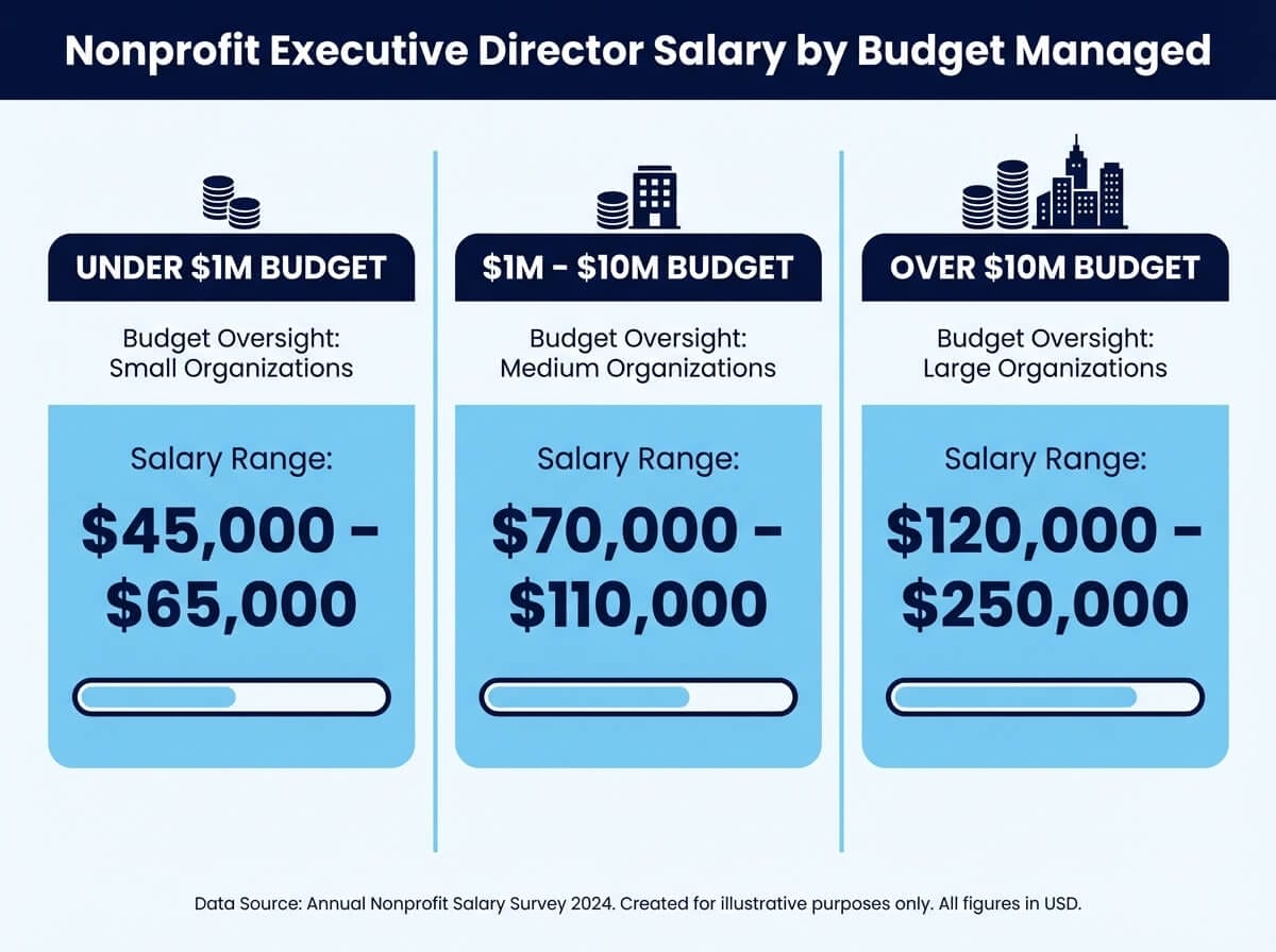 Nonprofit executive director salary ranges by organizational budget size