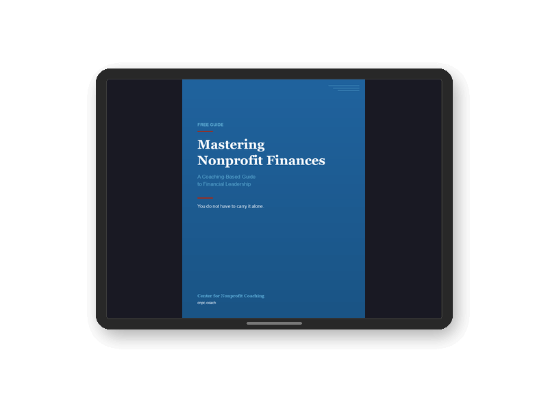 Mastering Nonprofit Finances guide displayed on tablet